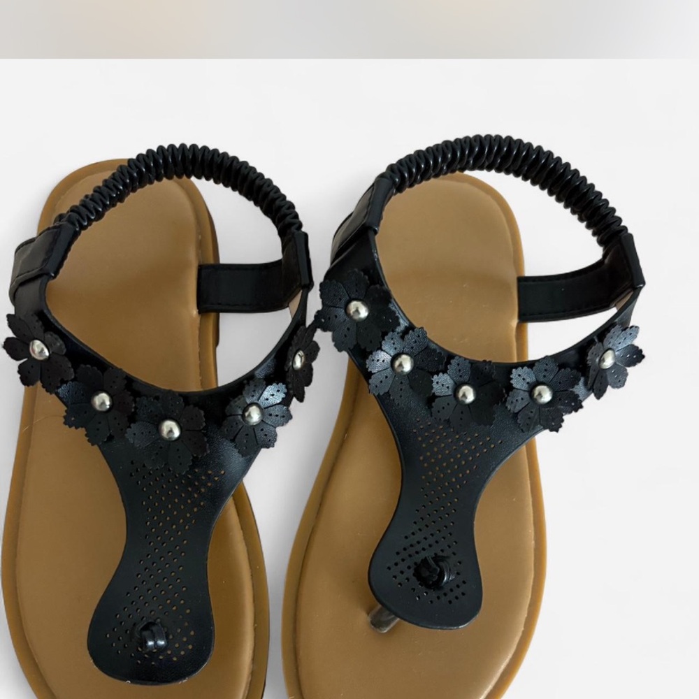 Black Floral children Sandals
